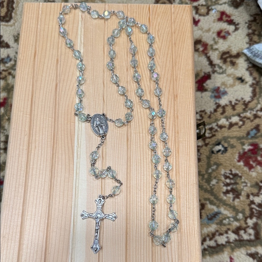Elegant Silver Rosary Necklace